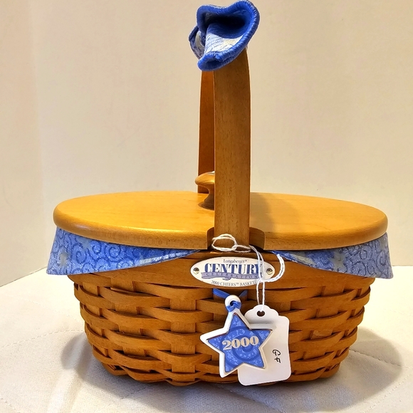 Longaberger Century Celebration 2000 Cheers Basket with Liner Blue Stars & Plast - Picture 1 of 8